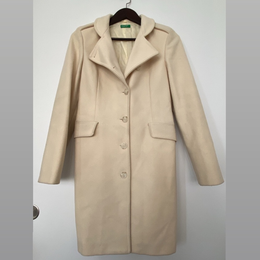United Colors of Benetton Cream Pea Coat.